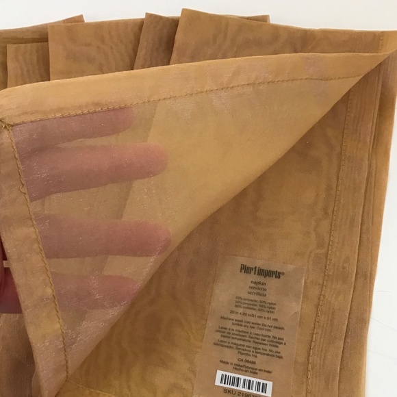 PIER 1 Napkins Sheer Gold Set of 8 - Picture 5 of 10